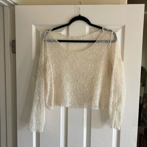 Large, long sleeve, see-through top